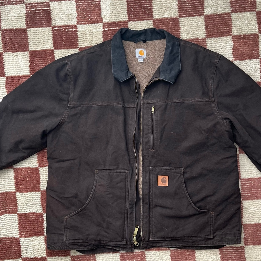 Carhartt Men's WASHED DUCK RIDGE COAT In dark brown